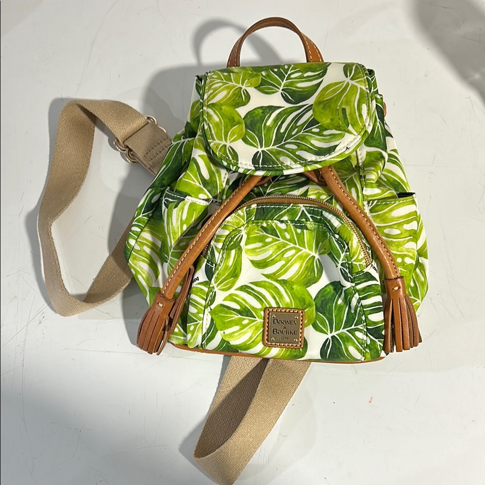 Dooney & Bourke Green Leaf Print Backpack